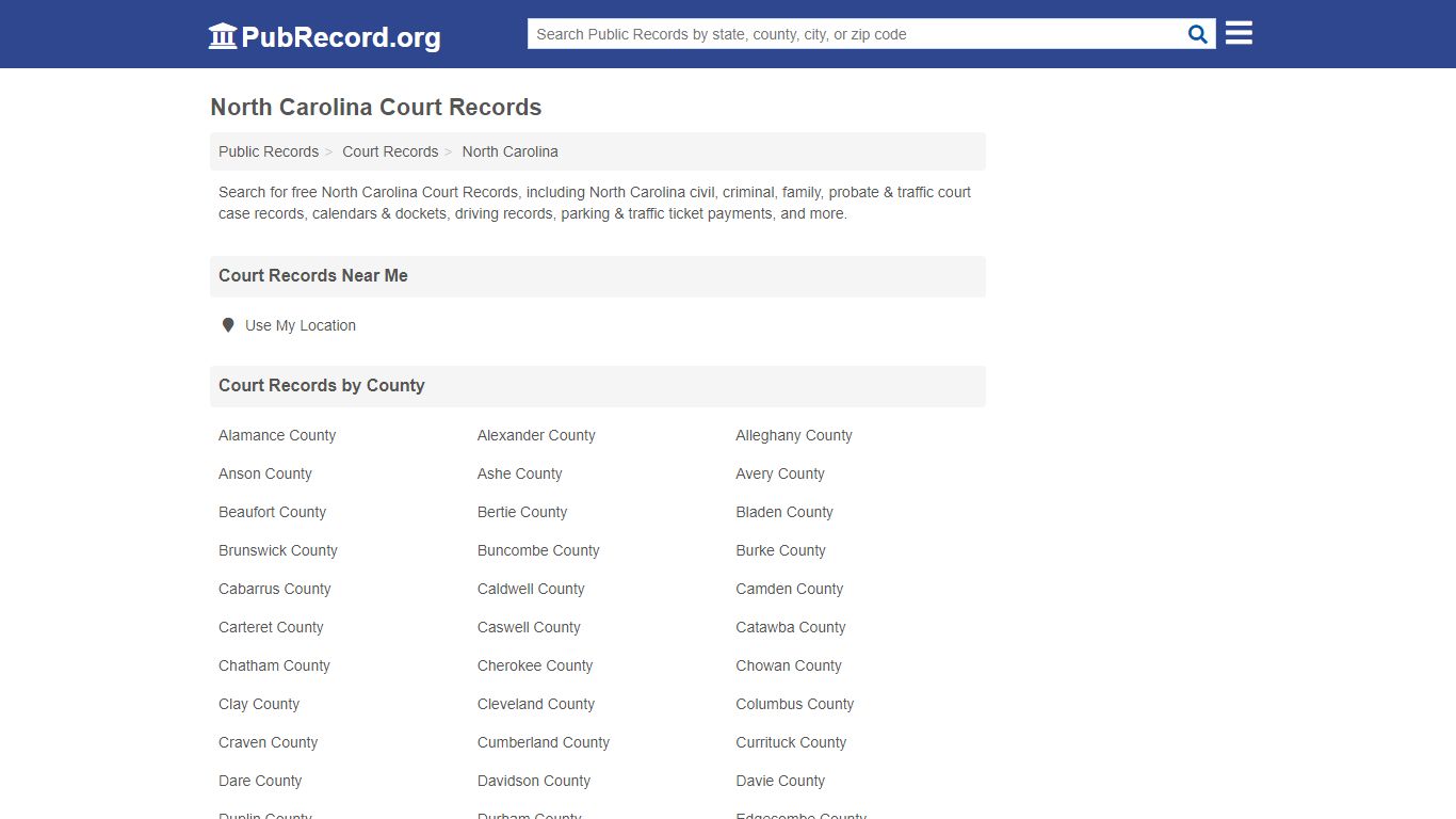 Free North Carolina Court Records - PubRecord.org